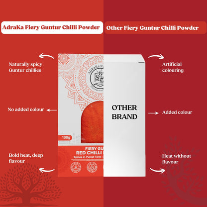 ADRaKa Naturals Guntur Spicy Red Chilli Powder – Bold Heat, No Artificial Colour
