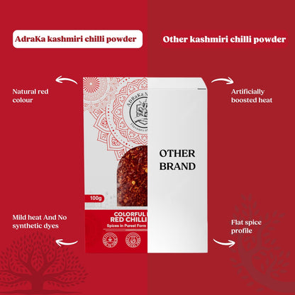 ADRaKa Naturals Kashmiri Red Chilli Powder – Vibrant Colour, Gentle Heat, No Added Colour