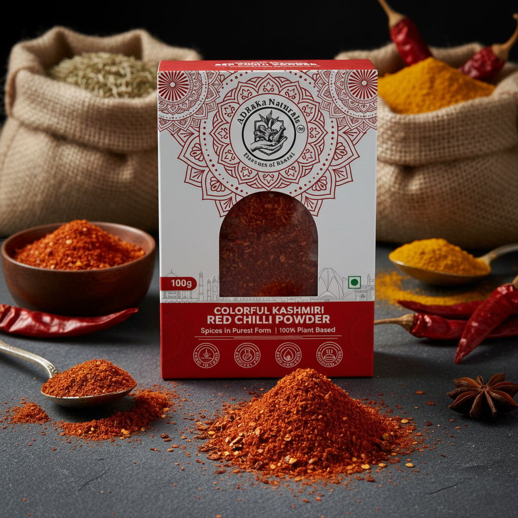 ADRaKa Naturals Kashmiri Red Chilli Powder – Vibrant Colour, Gentle Heat, No Added Colour