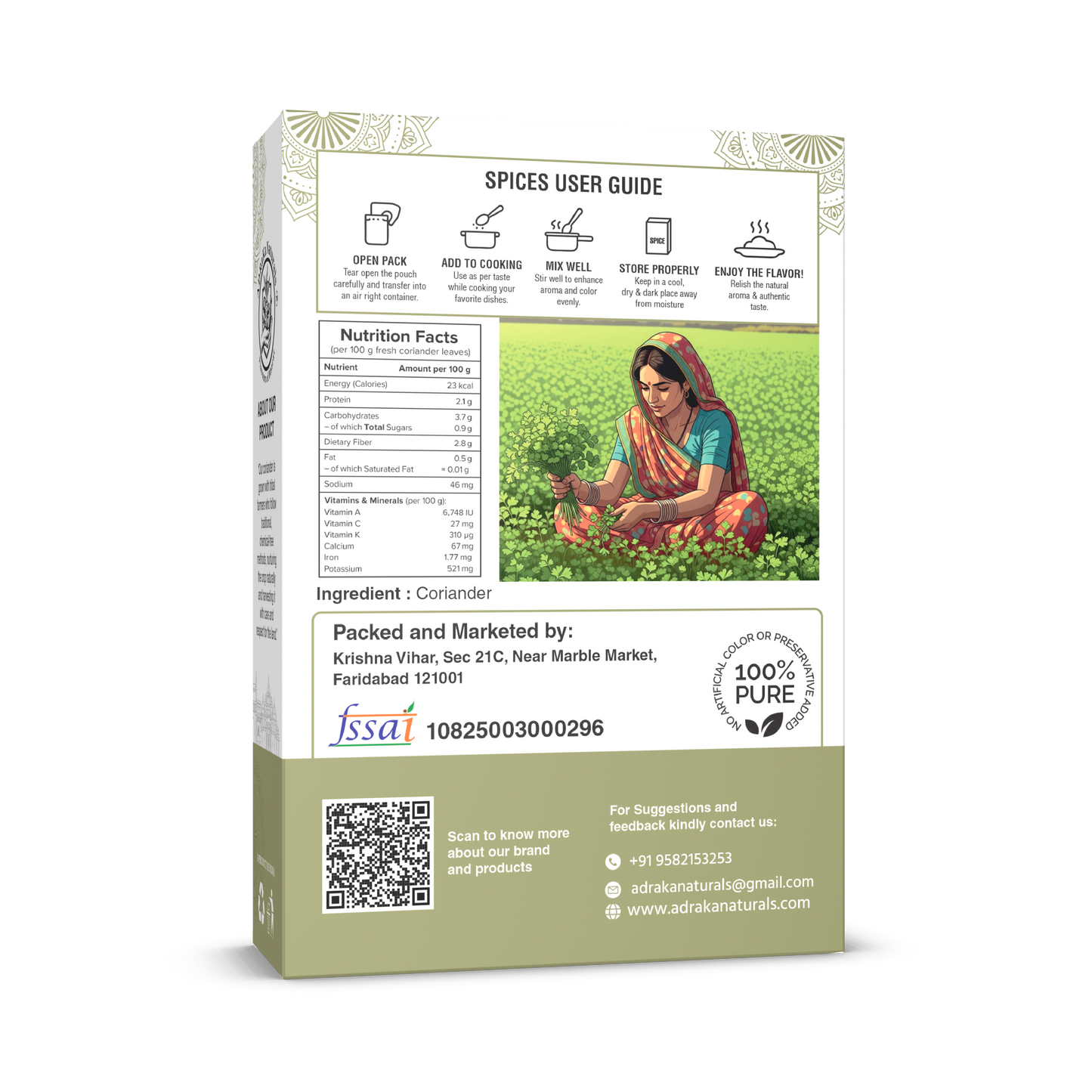 ADRaKa Naturals Coriander Powder – Clean, Aromatic Base For Everyday Cooking
