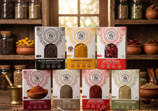 ADRaKa Naturals Everyday Indian Kitchen Combo – 7 Essential Spices In One Box