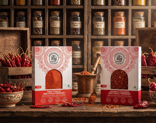 ADRaKa Naturals Colour & Heat Combo – Kashmiri & Guntur Chilli Powders