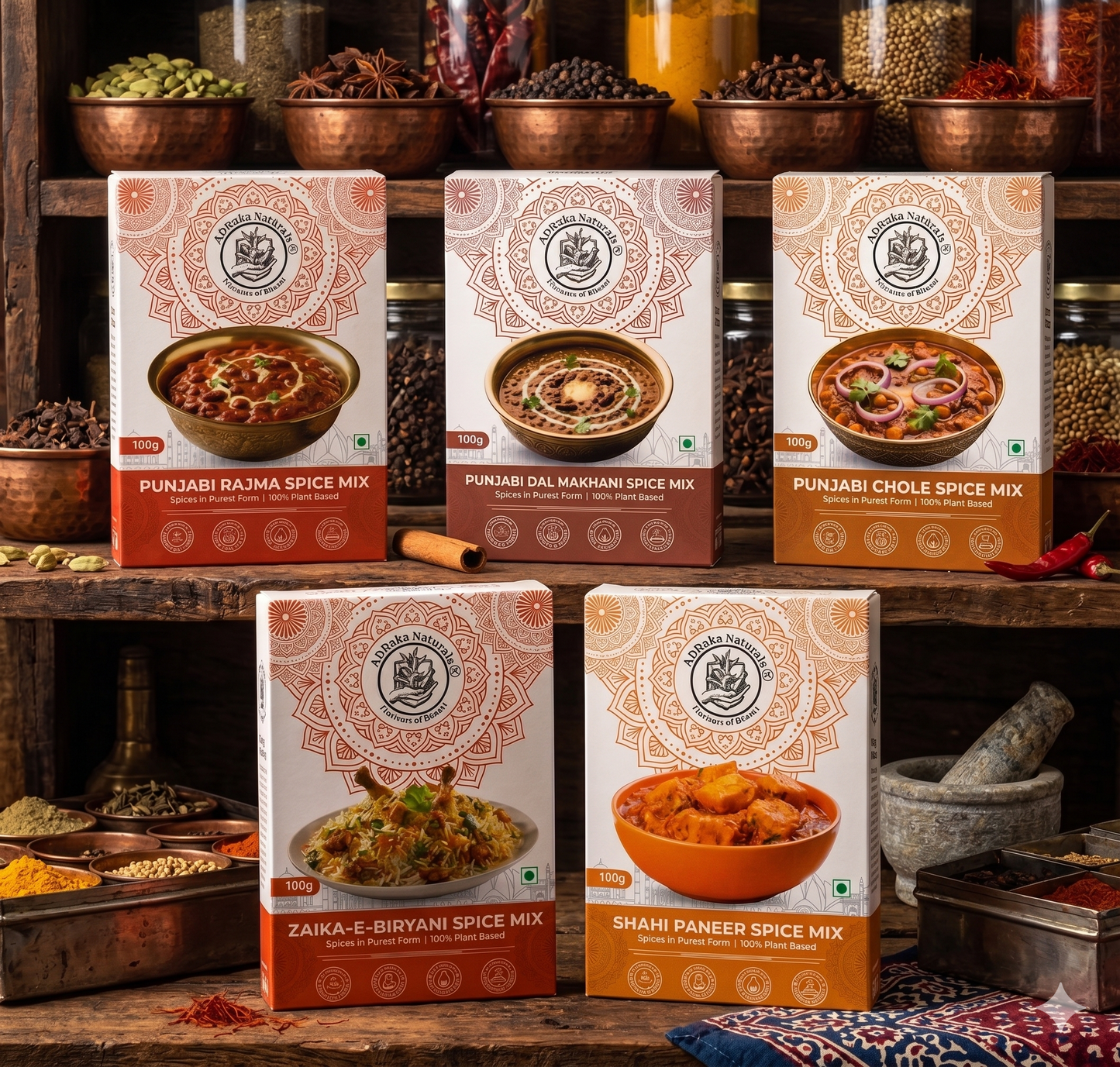 ADRaKa Naturals Royal North Indian Combo – 5 Masalas For Rich, Festive Gravies