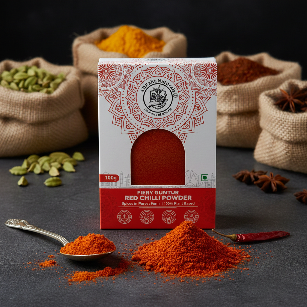 ADRaKa Naturals Guntur Spicy Red Chilli Powder – Bold Heat, No Artificial Colour