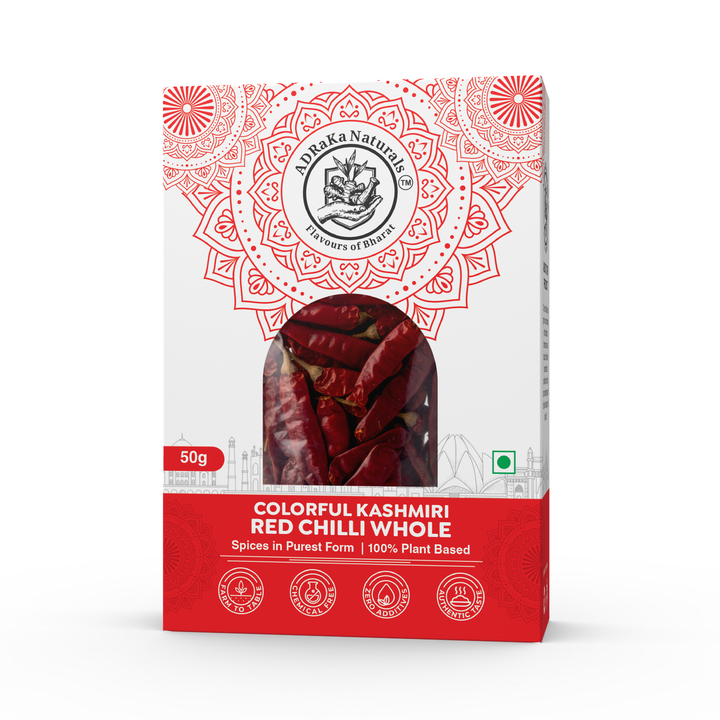 ADRaKa Naturals Kashmiri Red Chilli (Whole) – Deep Colour, Low Heat, No Added Colour